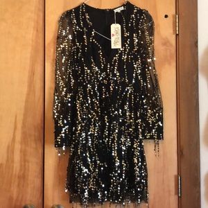 Gorgeous Little Black & Gold Sequin Dress